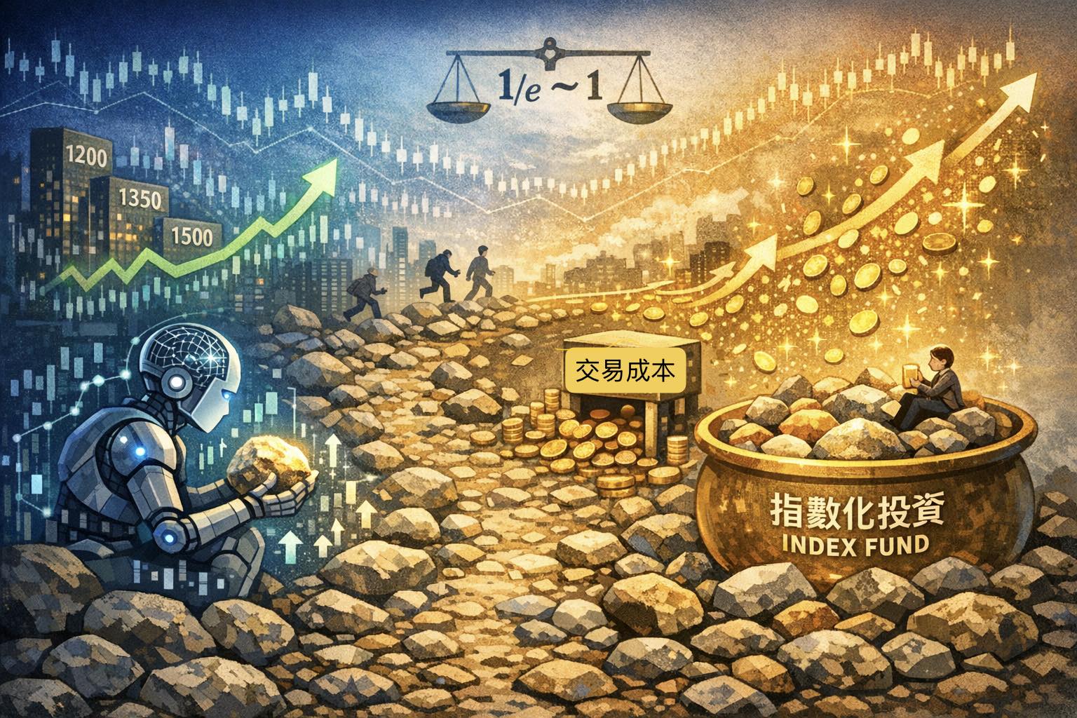 圖一：AI投資與指數投資的示意圖。