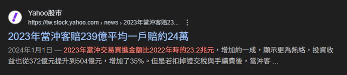 當沖戶在2023年的淨利